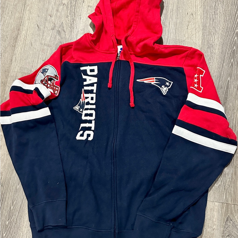 STARTER Red and Blue Patriots Hoodie